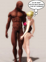 Blonde bitch fingering black dude's asshole when sucking his toon dick