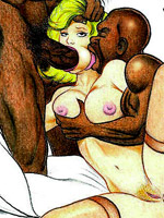 Interracial cartoons huge black cock and two white bitches